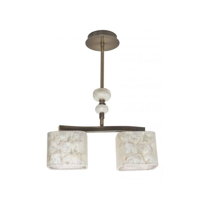 Lámpara Darwin cuero/nacar  Fabrilamp